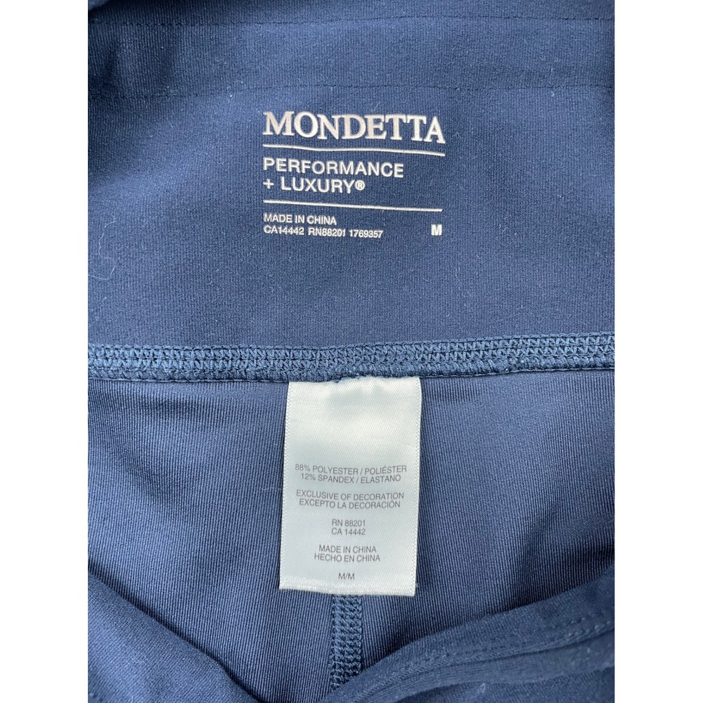 Mondetta Performance Plus Luxury Leggings M Navy Blue Ruched Detail Pockets Yoga - Picture 9 of 10